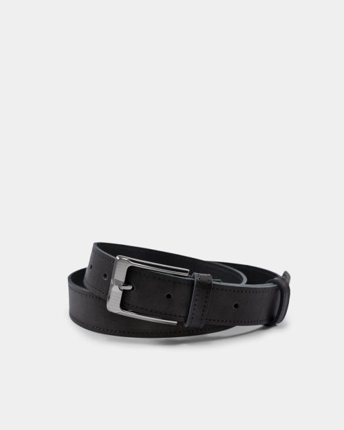 A classic black leather belt