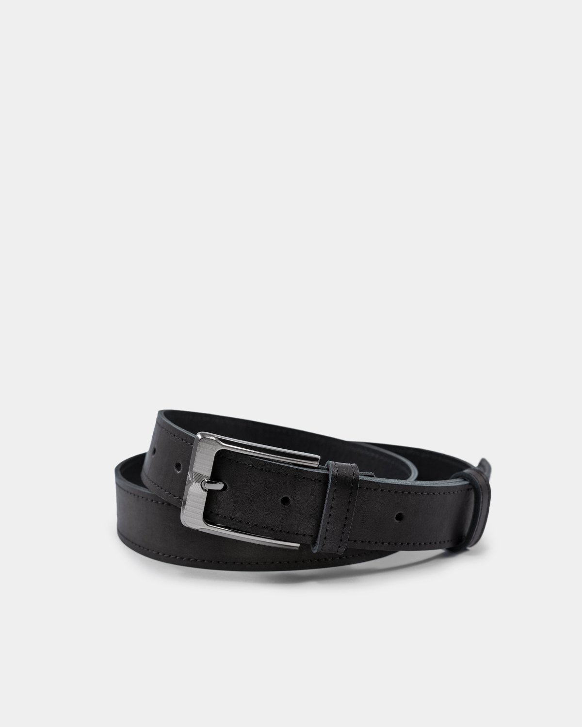 A classic black leather belt