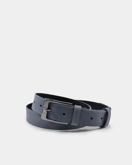 A classic grey leather belt