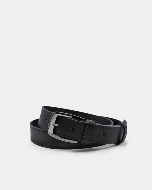 A classic black leather belt